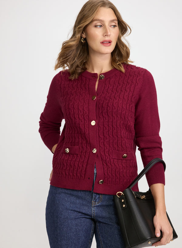 laura Short Cable Knit Cardigan