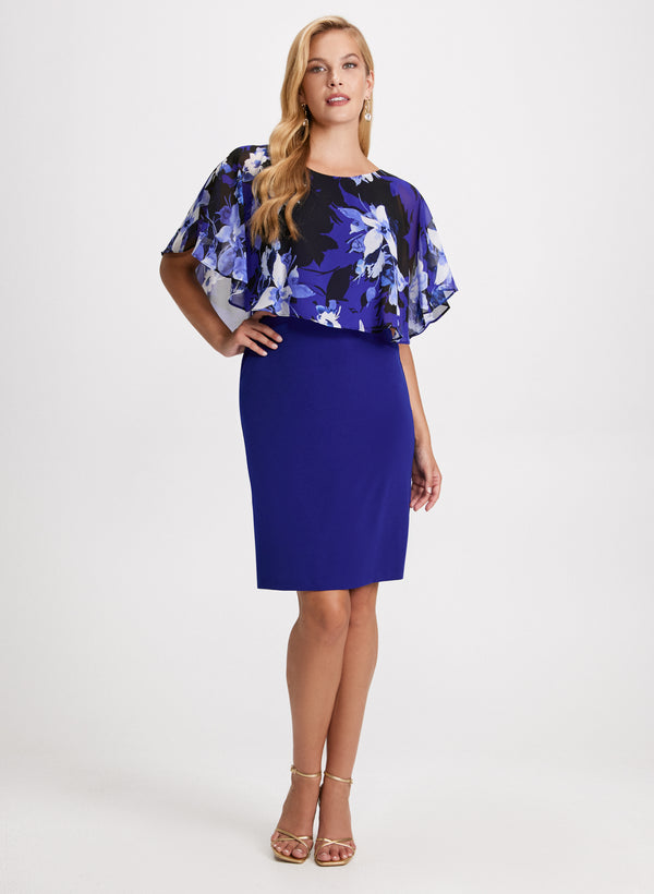 laura Short Floral Poncho Dress