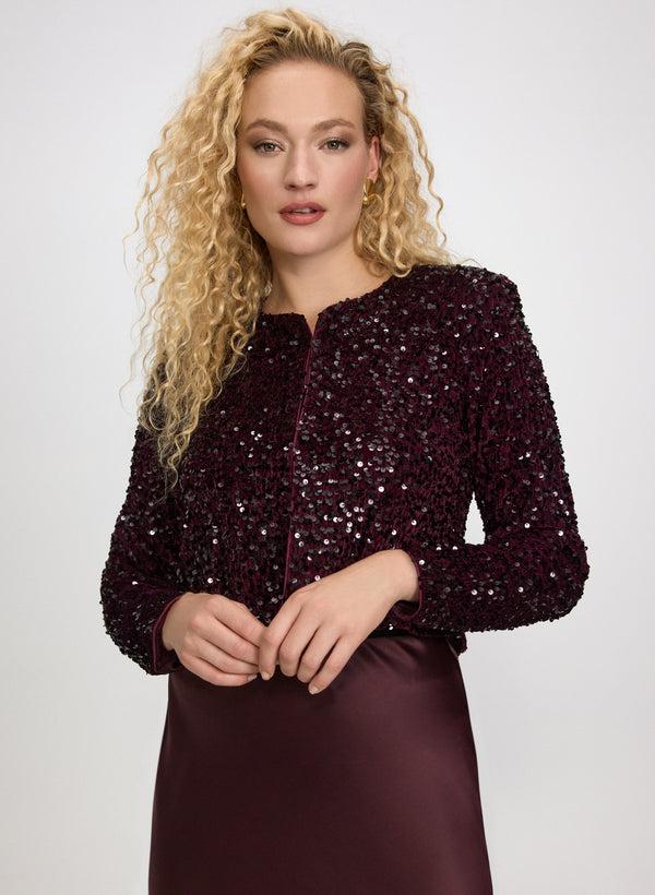 laura Short Sequined Velvet Bolero