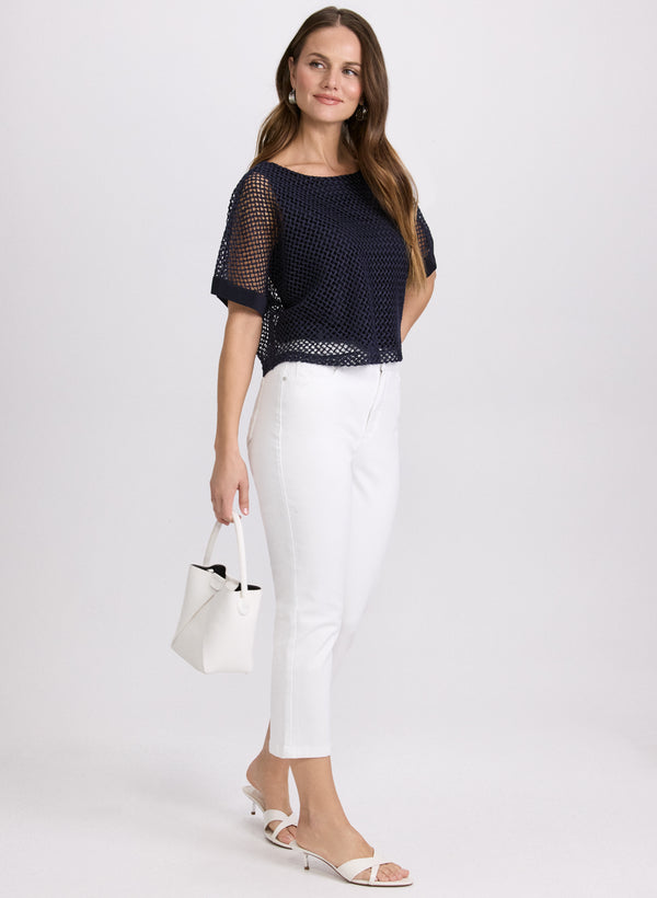 Laura Short Sleeve Crochet Top