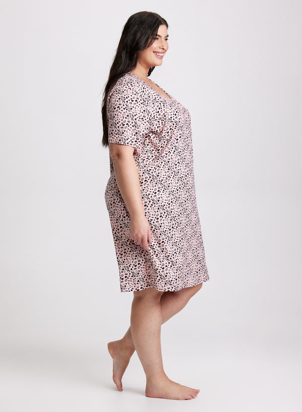 Laura Short Sleeve Heart Print Nightgown