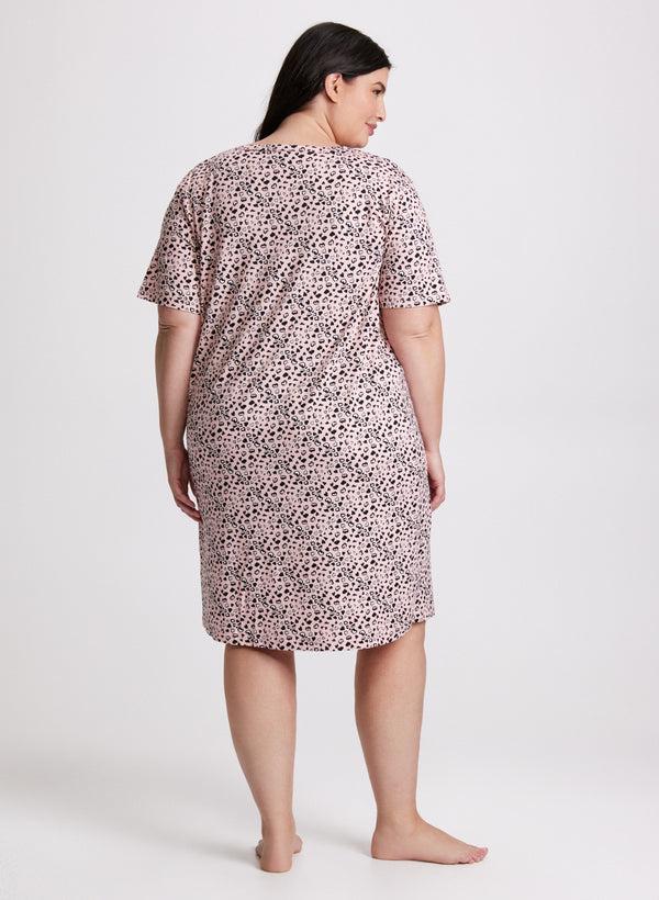 Laura Short Sleeve Heart Print Nightgown