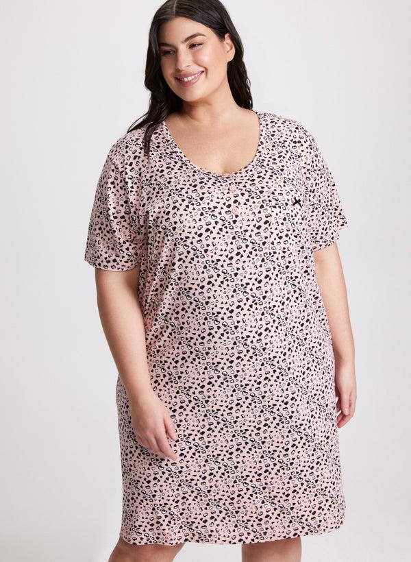 Laura Short Sleeve Heart Print Nightgown
