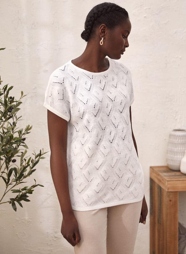 laura Short Sleeve Pointelle Knit Top