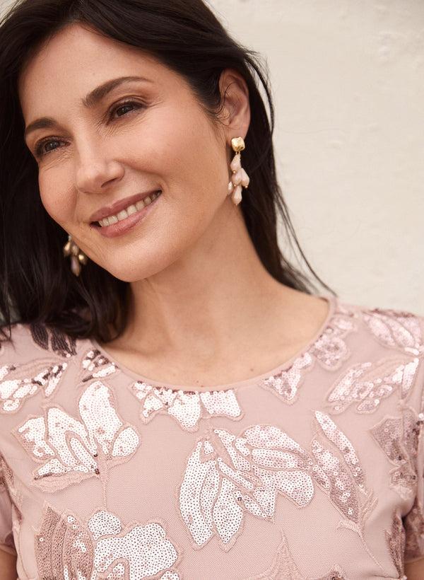 Laura Short Sleeve Sequin Detail Dress