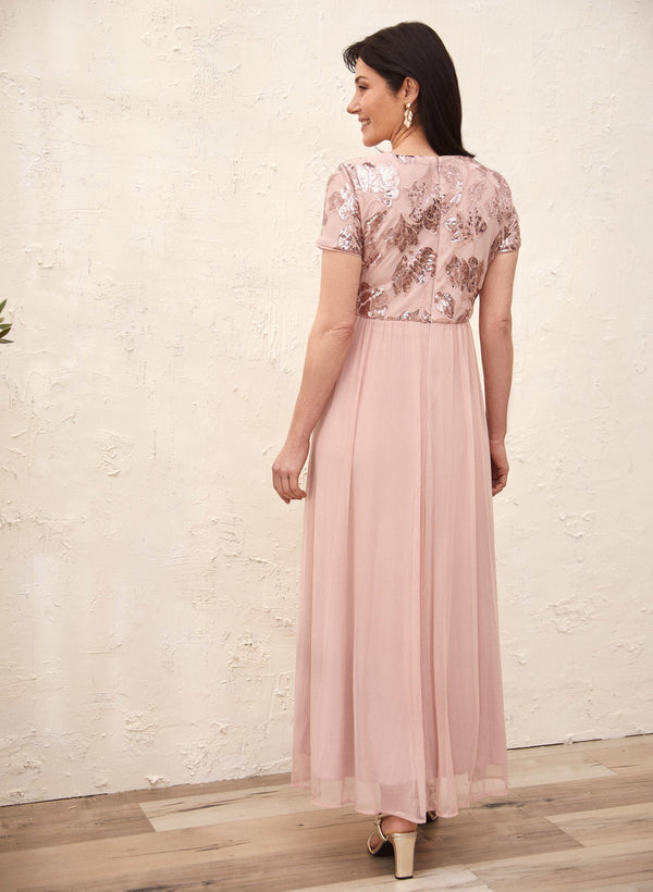 Laura Short Sleeve Sequin Detail Dress