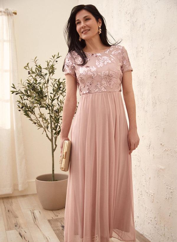 Laura Short Sleeve Sequin Detail Dress