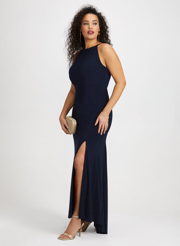 Laura Side Slit Halter Neck Dress