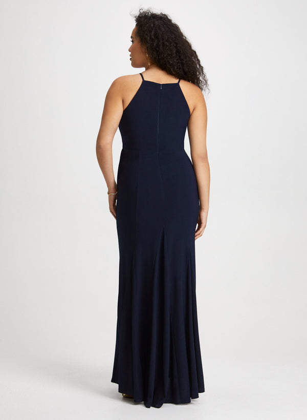 Laura Side Slit Halter Neck Dress