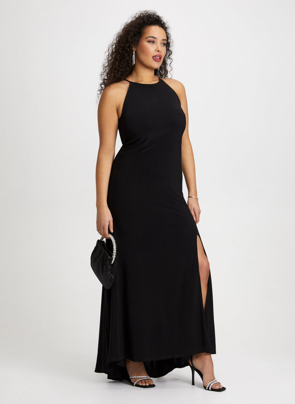 Laura Side Slit Halter Neck Dress