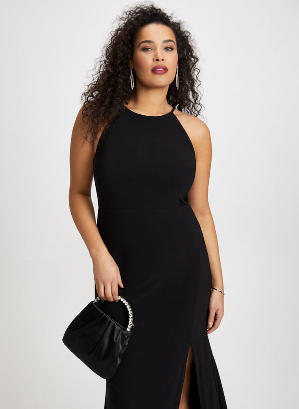 Laura Side Slit Halter Neck Dress
