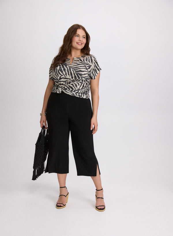 Laura Side Slit Pull-On Capris