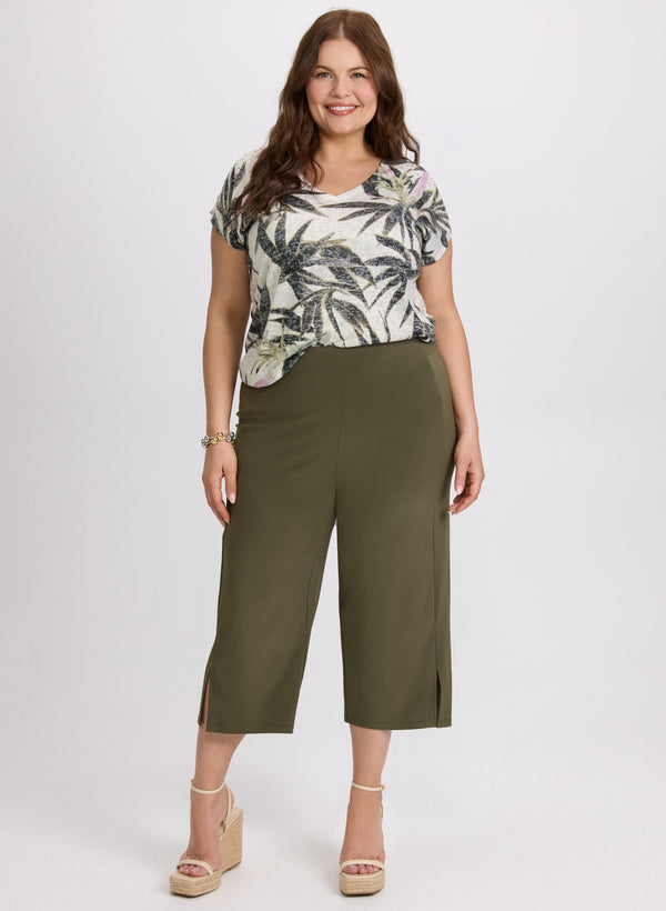Laura Side Slit Pull-On Capris