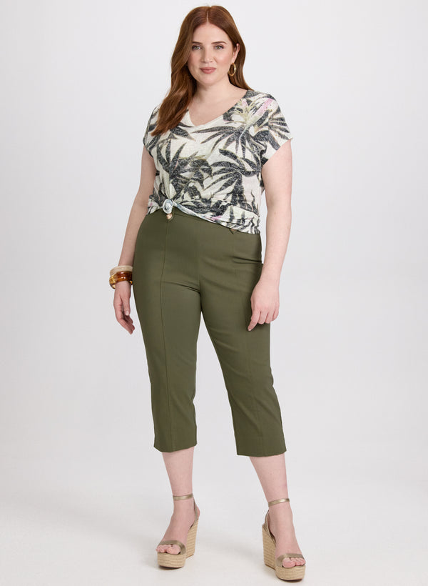 Laura Side Slit Pull-On Capris