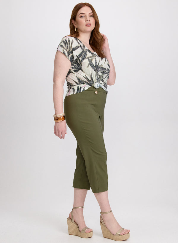 Laura Side Slit Pull-On Capris