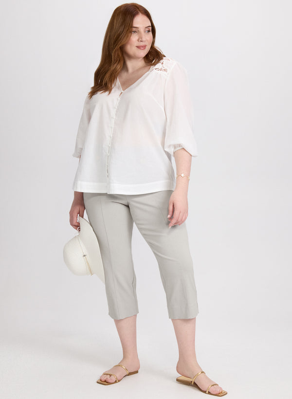 Laura Side Slit Pull-On Capris