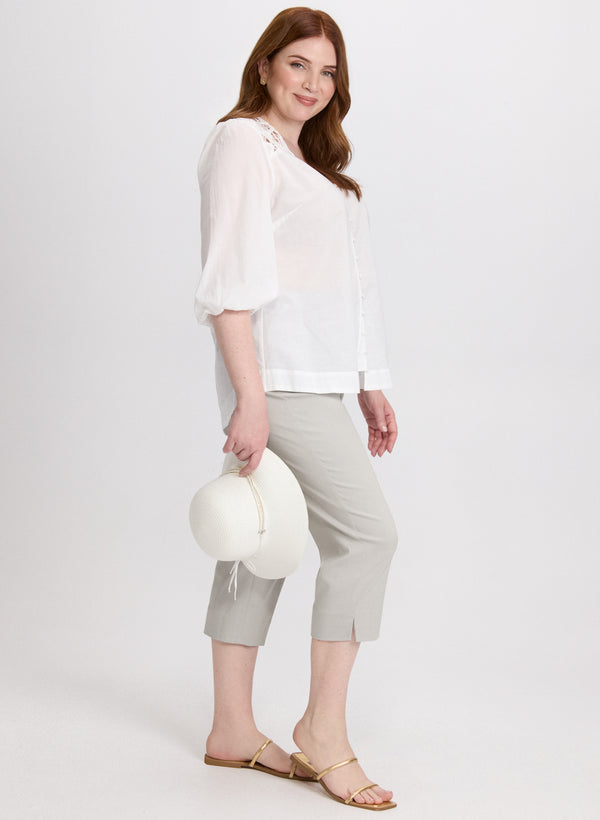 Laura Side Slit Pull-On Capris