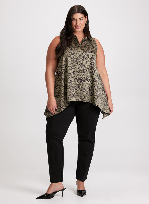 laura Sleeveless Animal Print Tunic & Slim-Leg Pants