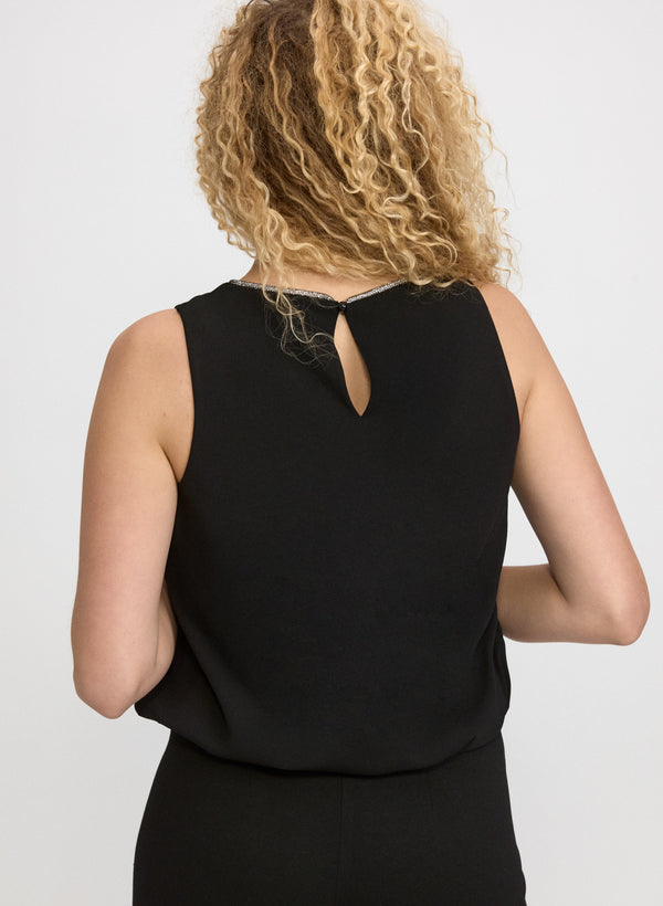 Laura Sleeveless Crystal Trim Top