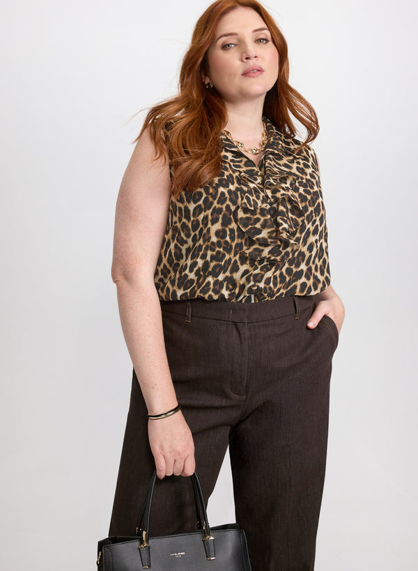 laura Sleeveless Leopard Print Blouse