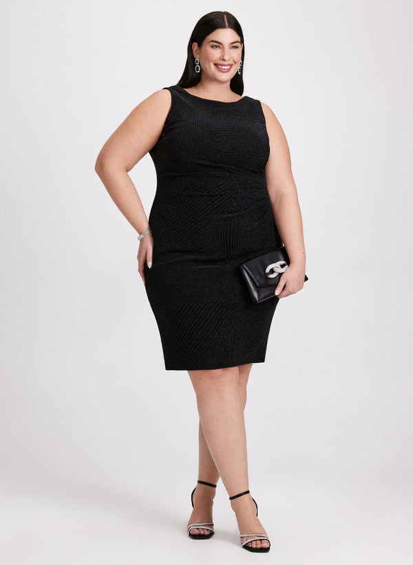 laura Sleeveless Metallic Detail Jacquard Dress