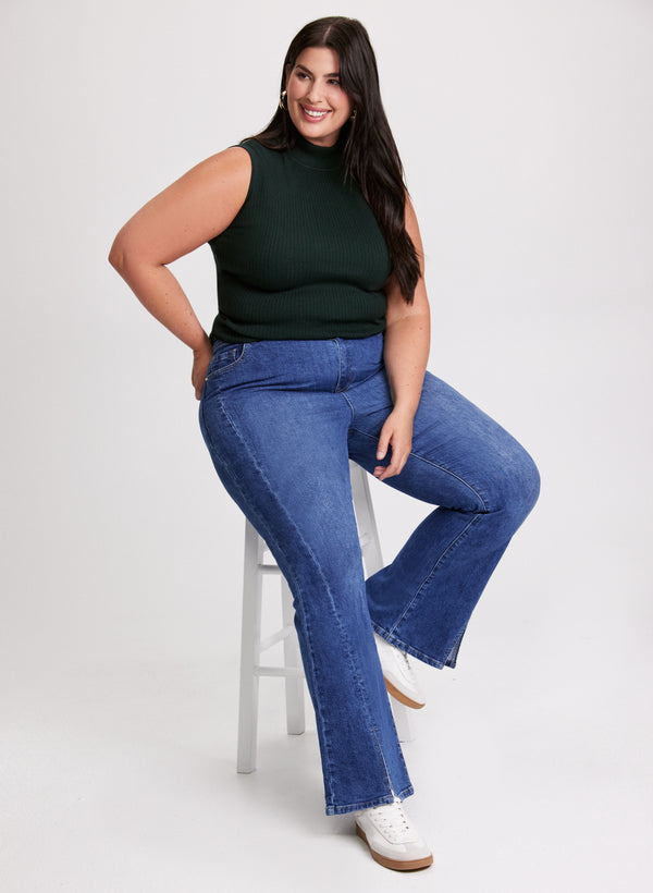 laura Sleeveless Mock Neck Top & Flared Leg Jeans