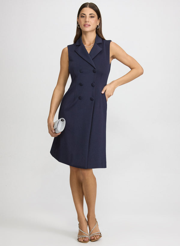 Laura Sleeveless Notch-Collar Dress