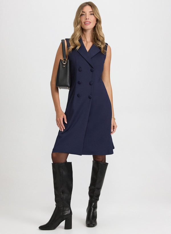 laura Sleeveless Notch-Collar Dress