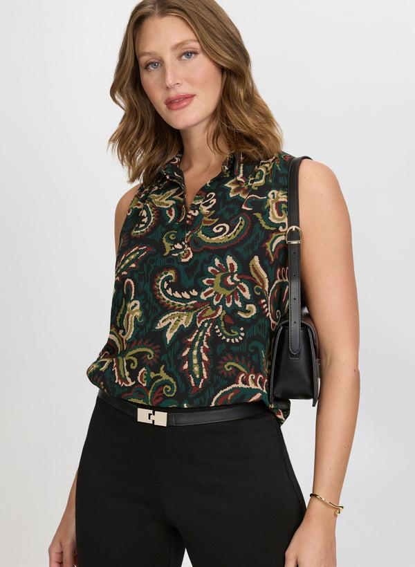 laura Sleeveless Paisley Blouse