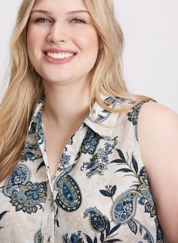 Laura Sleeveless Paisley Print Blouse