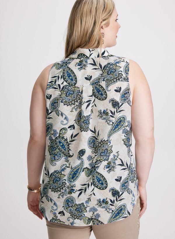 Laura Sleeveless Paisley Print Blouse