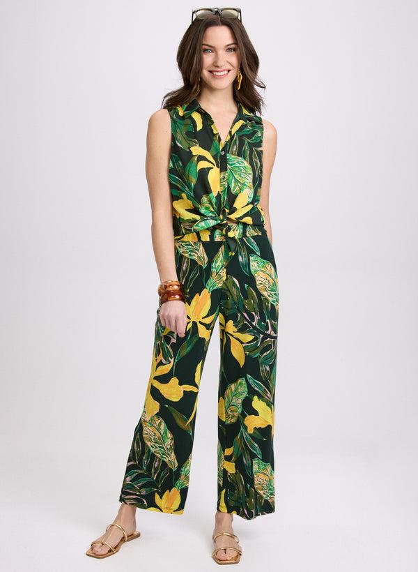 Laura Sleeveless Palm Print Blouse