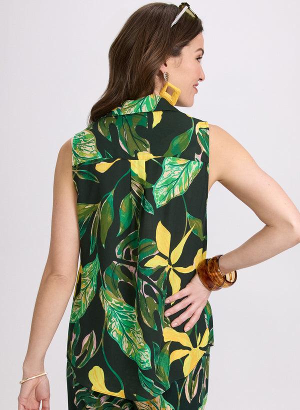 Laura Sleeveless Palm Print Blouse