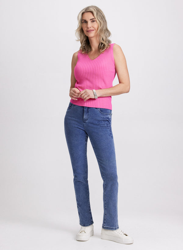 Laura Sleeveless Ribbed Knit Sweater