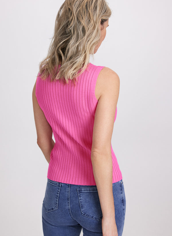 Laura Sleeveless Ribbed Knit Sweater