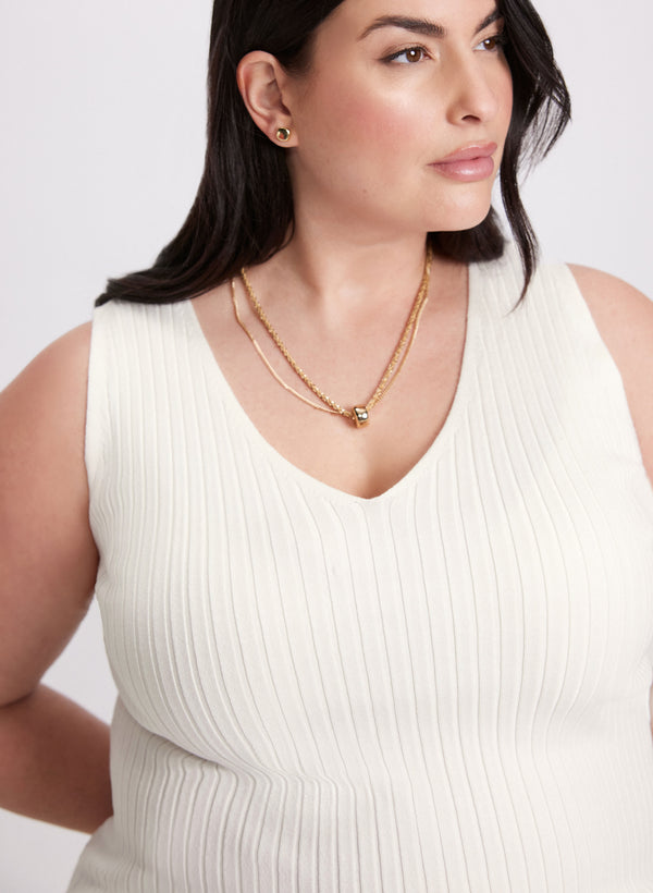 Laura Sleeveless Ribbed Knit Sweater