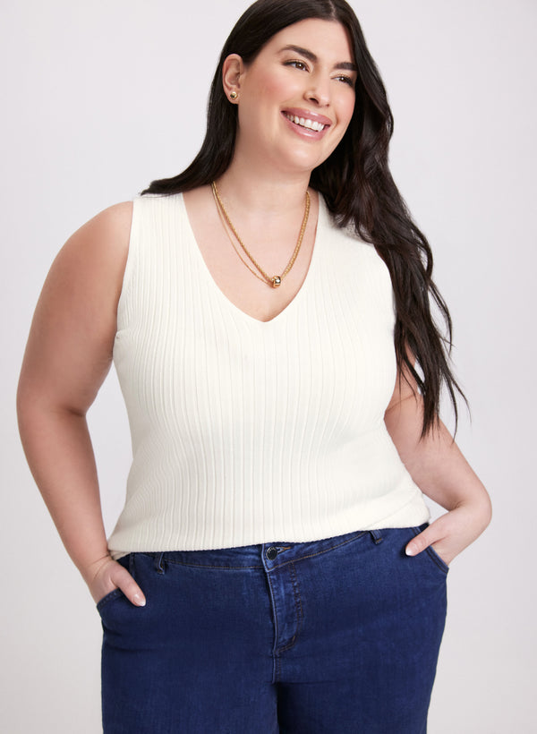 laura Sleeveless Ribbed Knit Sweater