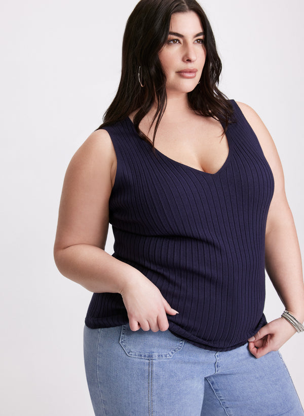 Laura Sleeveless Ribbed Knit Sweater