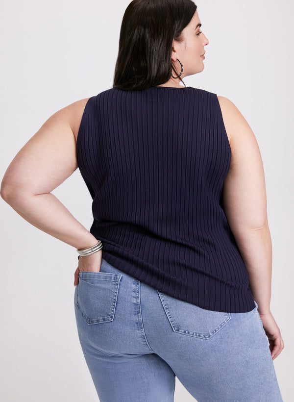 Laura Sleeveless Ribbed Knit Sweater