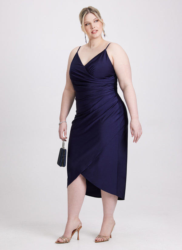 Laura Sleeveless Ruched Wrap-Over Dress