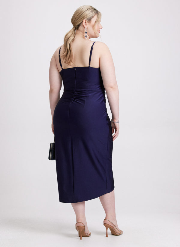 Laura Sleeveless Ruched Wrap-Over Dress