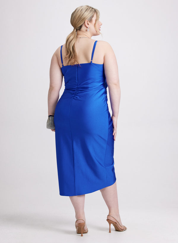 Laura Sleeveless Ruched Wrap-Over Dress