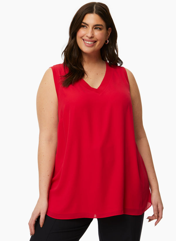 laura Sleeveless V-Neck Blouse