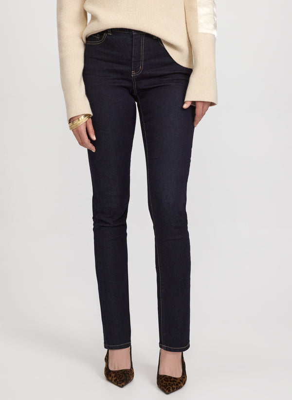laura Slim-Leg Denim Pants