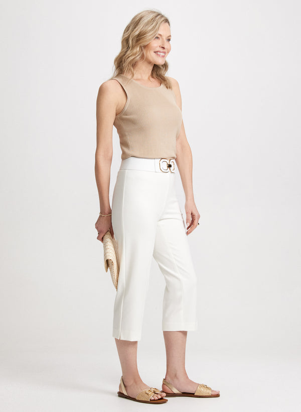 Laura Slit Detail Straight-Leg Capris