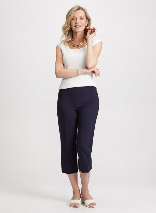Laura Slit Detail Straight-Leg Capris