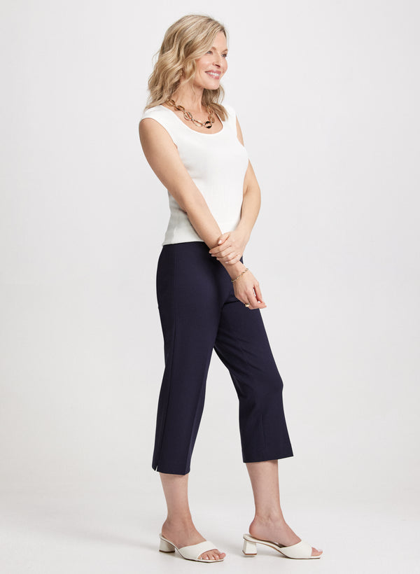 Laura Slit Detail Straight-Leg Capris