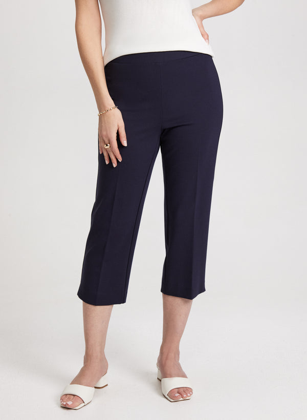 laura Slit Detail Straight-Leg Capris