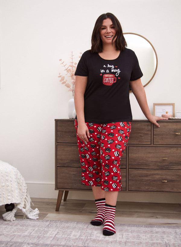 laura Slogan PJ Set With Socks