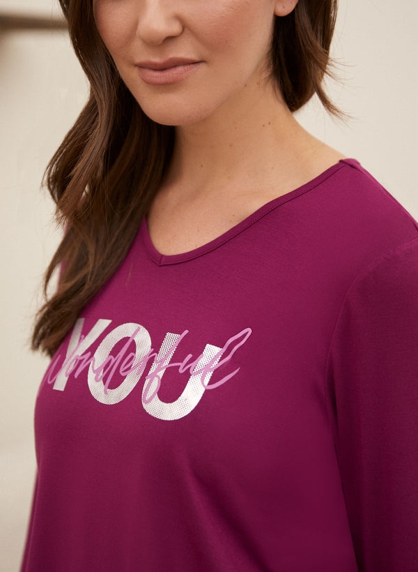 Laura Slogan V-Neck Pyjama Top